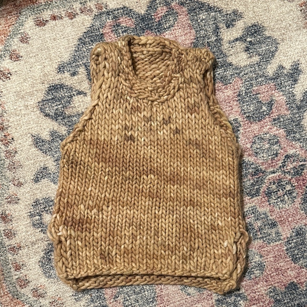 Hand-Knit Brown Chunky Sweater Vest